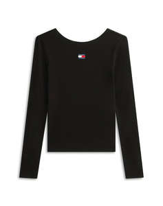 TOMMY JEANS TJW SLIM BADGE LS RIB TEE EXT