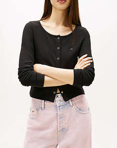 TOMMY JEANS TJW SLIM RIB SNAP BUTTON LS