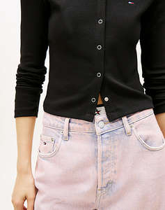 TOMMY JEANS TJW SLIM RIB SNAP BUTTON LS