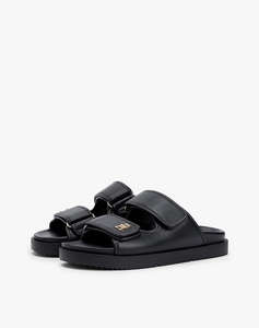 TOMMY HILFIGER DOUBLE STRAP LEATHER SANDAL