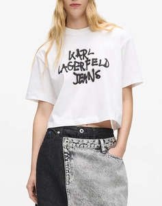 KARL LAGERFELD JEANS KLJ REG CROPPED GRAFFITI TEE