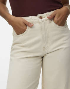 VERO MODA VMZELDA HR BARREL FOLD UP ECRU JEANS