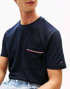 TOMMY HILFIGER GLOBAL STRIPE PIQUE POCKET TEE
