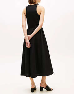 TOMMY HILFIGER GOLD BUTTON POPLIN MIX DRESS