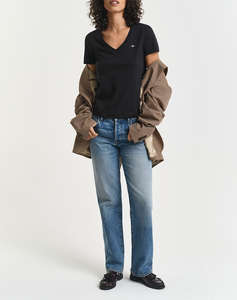 GANT БЛУЗА KMREG SHIELD SS V-NECK T-SHIRT.