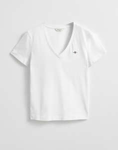 GANT БЛУЗА KMREG SHIELD SS V-NECK T-SHIRT.