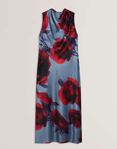 TED BAKER HARRLIA Printed Draped Neck Midi Dress