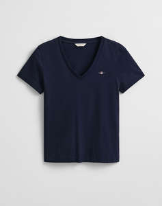 GANT БЛУЗА KMREG SHIELD SS V-NECK T-SHIRT.