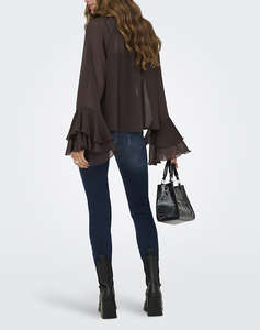 ONLY ONLPENINNA LS FRILL TIE TOP WVN