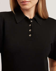 TED BAKER RONDAA Mini Short Sleeve Knitted Polo Dress