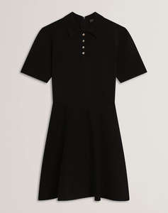 TED BAKER RONDAA Mini Short Sleeve Knitted Polo Dress