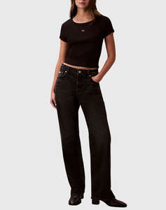 CALVIN KLEIN JEANS A- WOVEN LABEL 2X2 RIB BABY TEE