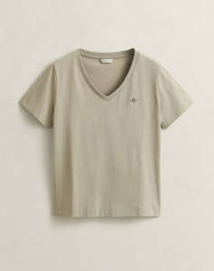 GANT БЛУЗА KMREG SHIELD SS V-NECK T-SHIRT.