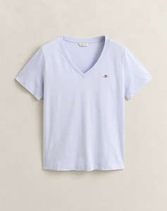 GANT БЛУЗА KMREG SHIELD SS V-NECK T-SHIRT.