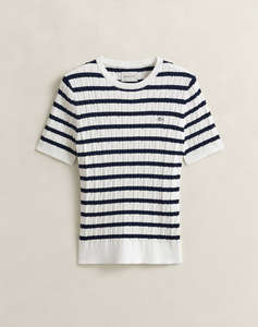 GANT ПУЛОВЕР KMSTRETCH COTTON CABLE STRIPE SS