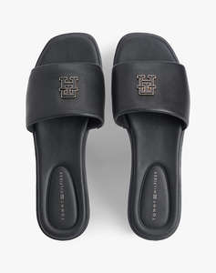 TOMMY HILFIGER TH LOGO HARDWARE LEATHER MULE