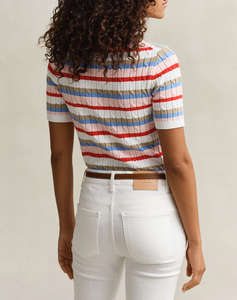 GANT ПУЛОВЕР KMSTRETCH COTTON CABLE STRIPE SS