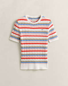 GANT ПУЛОВЕР KMSTRETCH COTTON CABLE STRIPE SS