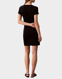 CALVIN KLEIN JEANS SS MONOLOGO BABY RIB MINI DRESS