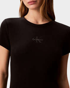 CALVIN KLEIN JEANS SS MONOLOGO BABY RIB MINI DRESS