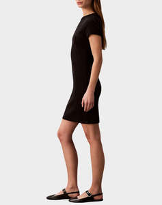 CALVIN KLEIN JEANS SS MONOLOGO BABY RIB MINI DRESS