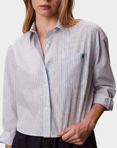 CALVIN KLEIN JEANS YARNDYE COTTON POPLIN CROPPED SH