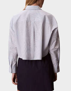 CALVIN KLEIN JEANS YARNDYE COTTON POPLIN CROPPED SH