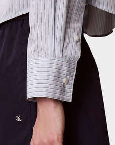 CALVIN KLEIN JEANS YARNDYE COTTON POPLIN CROPPED SH