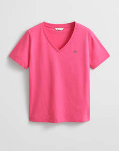 GANT БЛУЗА KMREG SHIELD SS V-NECK T-SHIRT.