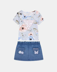 GUESS SET SS T-SHIRT+KINTDENIM SKIRT ДЕТСКИ КОМПЛЕКТ GIRL
