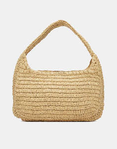 CALVIN KLEIN JEANS BOLD CK RAFFIA SM SHOULDER BAG