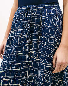 TOMMY HILFIGER ESS LINEN FLARE MIDI SKIRT