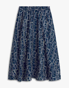 TOMMY HILFIGER ESS LINEN FLARE MIDI SKIRT
