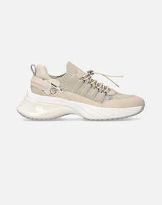 PINKO SHOES ARIEL 34 - SNEAKER CALF LEATHER/KNIT CORDA