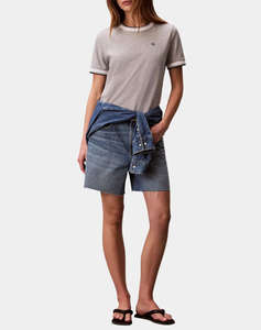 CALVIN KLEIN JEANS SS CTN MONOGRAM STRIPE TRIM TEE