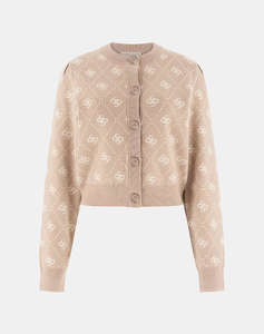 GUESS SARAH 4G LS CN CARDI SWTR KNITTED WOMENS CLOTHING