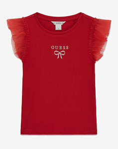 GUESS RIB SS T-SHIRT W/MESH Детска блуза GIRL