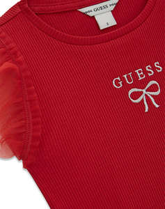 GUESS RIB SS T-SHIRT W/MESH Детска блуза GIRL