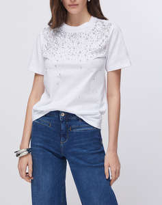 LIU JO BLACK_CA6J10_T-SHIRT MEZZA MANICA + CASTONI ЖЕНСКА БЛУЗА