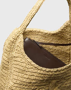 CALVIN KLEIN JEANS BOLD CK RAFFIA LG SHOULDER BAG