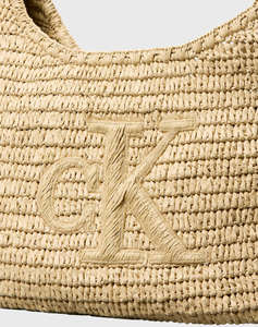 CALVIN KLEIN JEANS BOLD CK RAFFIA LG SHOULDER BAG