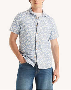 NAUTICA SHIRT KM S/S LINEN REVERSE PRINT