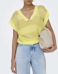 ONLY ONLNOELLE SS STRUCTURE GLITTER VNECK KNT