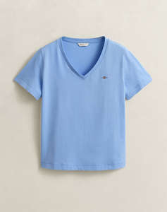 GANT БЛУЗА KMREG SHIELD SS V-NECK T-SHIRT.