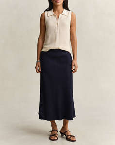 GANT SKIRT FLARED LINEN BLEND SKIRT