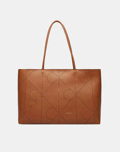 CALVIN KLEIN JEANS EMBLEM AOP PERFOR LTHR TOTE