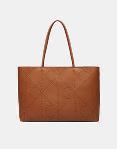 CALVIN KLEIN JEANS EMBLEM AOP PERFOR LTHR TOTE