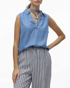 VERO MODA VMHARPER SL COLLAR SHORT TENCEL TOP GA