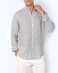 THE BOSTONIANS SHIRT ACORN LINENREGULAR FIT Stripe LINEN Button-down Regular Fit