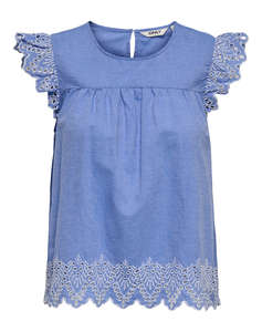 ONLY ONLTULUM EMB S/S TOP WVN